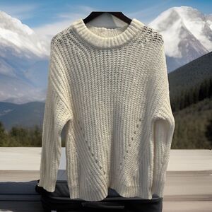 American Eagle Cream Chunky Knit Sweater Sz M‎